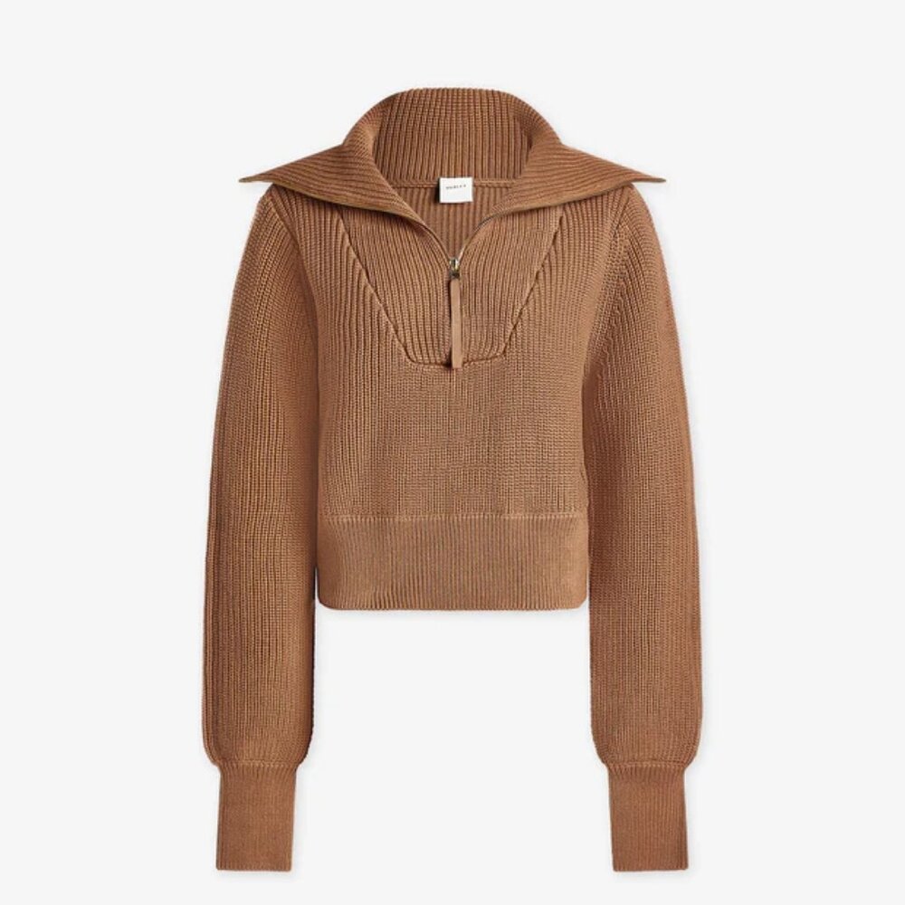 NWT-Varley Mentone Half-Zip Knit Pullover - Small Golden Bronze